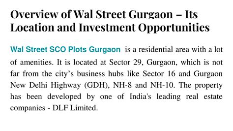 Ppt The Advantages Of Investing In Wal Street Gurgaon Powerpoint