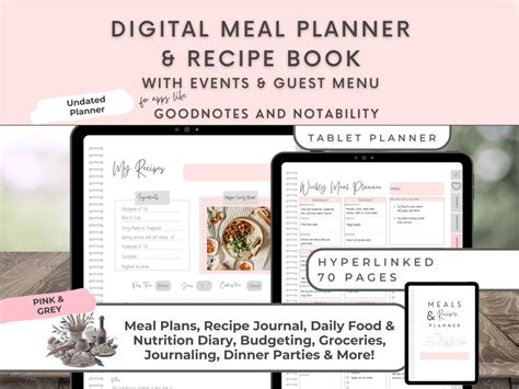 Digital Meal Planner And Recipe Book Goodnotes Hyperlinked Meal Prep