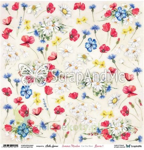 Papier 30x30 ScrapAndMe Summer Meadow Flowers 1 ZieloneKoty Pl