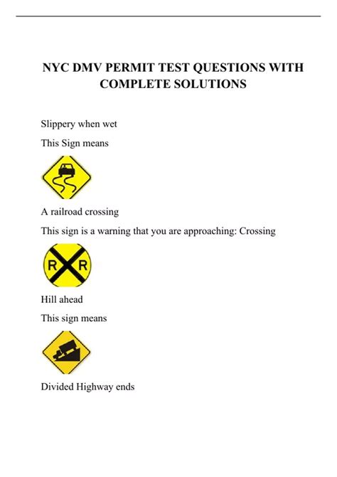 NYC DMV PERMIT TEST QUESTIONS WITH COMPLETE SOLUTIONS - NYC DMV - Stuvia US