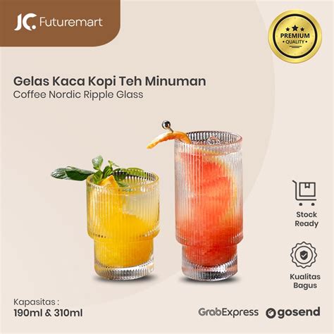 Jual Gelas Kaca Kopi Teh Minuman Tebal Coffee Nordic Ripple Glass