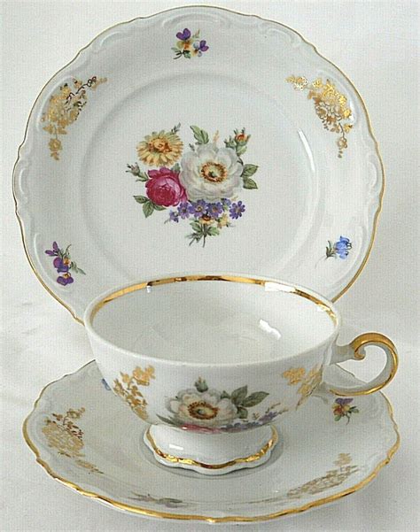 Mitterteich Dessert Set Cup Saucer Plate Meissen Floral Pattern With