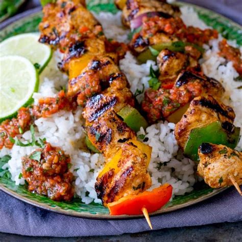 Mexican Chicken Skewers with Rice and Picante Salsa - Nicky's Kitchen ...