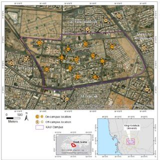 The location of the measurement sites on the King Abdulaziz University ...