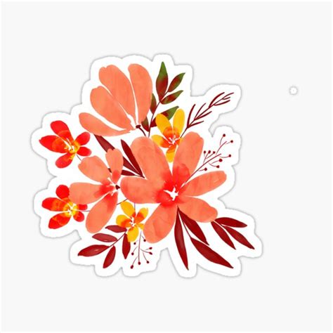 Pink Watercolor Flowers Sticker For Sale By Brakincrayons Redbubble