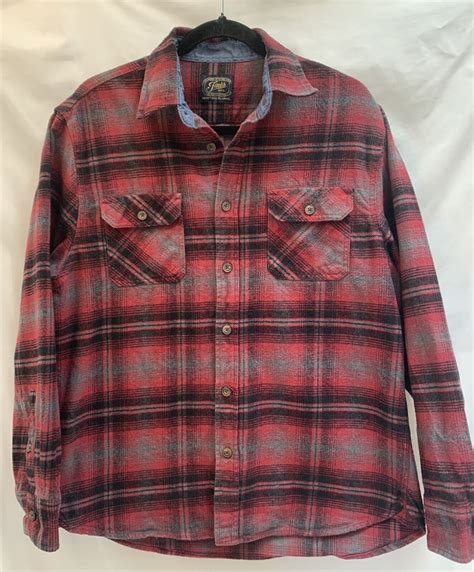 Jachs Men S LARGE Plaid Heritage Flannel Shacket Long Sleeve Button Up