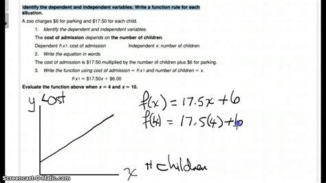 Independent Dependent Variables And Writing Functions Youtube