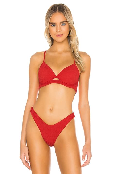 Luli Fama Peek A Boo Underwire Bikini Top In Chili Pepper Revolve