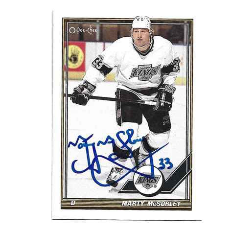 Marty McSorley Autographed 1991 O Pee Chee Hockey Card NHL Auctions