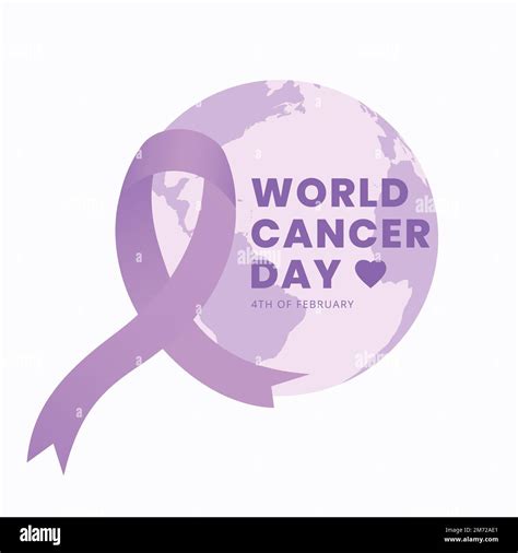 World Cancer Day Poster Template With Purple Ribbon And Planet Earth