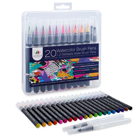 Watercolour Brush Pens Set Of Vibrant Colours By Artelle Perfect