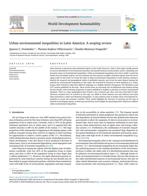 PDF Urban Environmental Inequalities In Latin America A Scoping Review