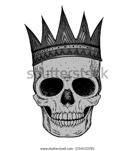 Skull King Hand Drawn Illustration Tattoo Vector De Stock Libre De