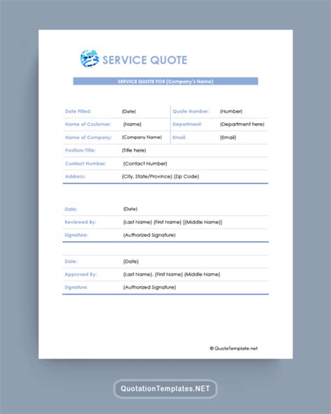 Service Quote Template 10 Samples Formats