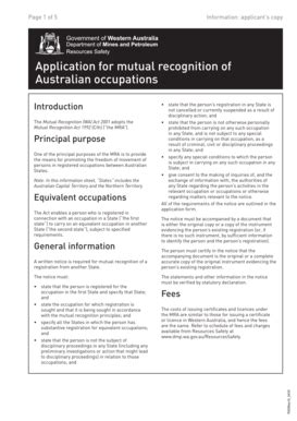 Fillable Online Dmp Wa Gov Application For Mutual Recognition Of