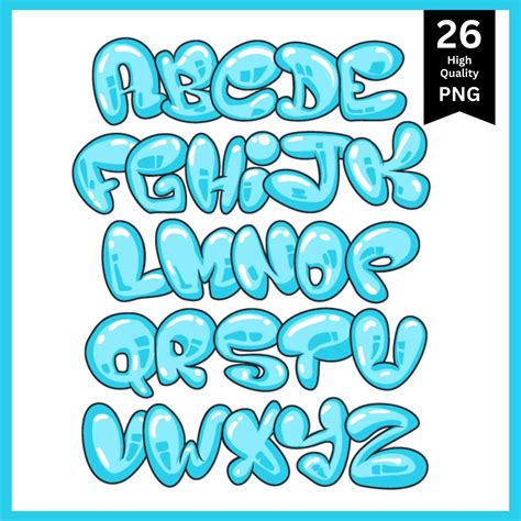 Bubble Graffiti Svg Letters | Blue | SVG Files | Png Files | Alphabet ...