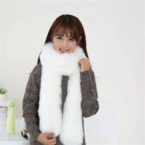 2017 Fashion Womens Winter Thick Warm Faux Fur Scarf Lady Soft Long Imitated Fur Scarves Casual