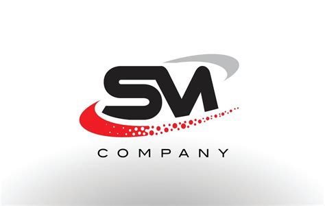 Diseño de logotipo de letra moderna sm con swoosh punteado rojo 5075132