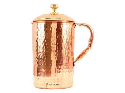 Goldgiftideas Pure Copper Hammered Water Jug Pitcher Drinkware And