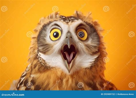 Studio Portrait Of Shocked Owl With Surprised Eyes Stock Illustration