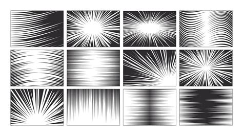 Conjunto De Linhas Horizontais De Quadrinhos Radiais E Diagonais De