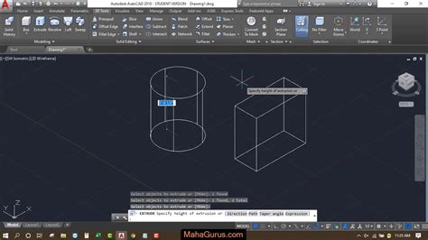 How To Extrude 3d In Autocad Extrude In Autocad Tutorial Youtube