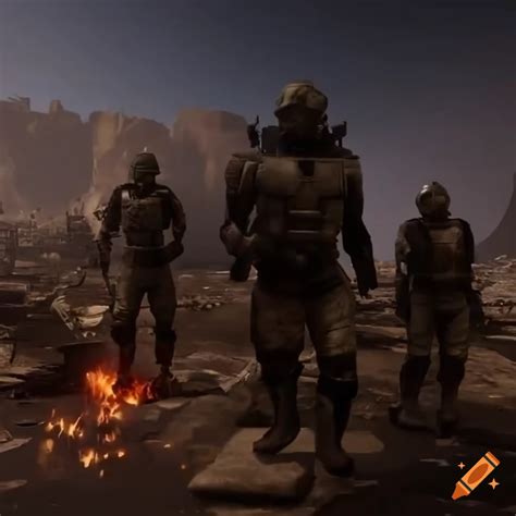 Sci Fi Image Of American Soldiers In A Futuristic War Scene On Craiyon