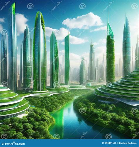 The Future Of Cities Is Utopian Vision Of A Green And Futuristic This Cityscape Features