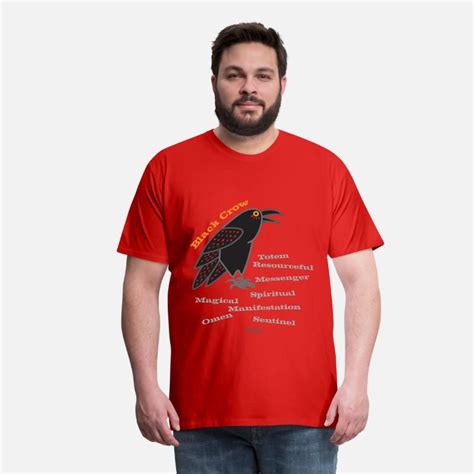 Crow T Shirts Crow Totem Mens Premium T Shirt Red Crow Totem