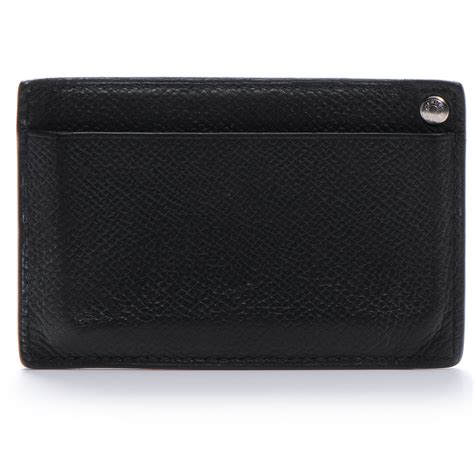 HERMES Epsom Card Holder Black 47921