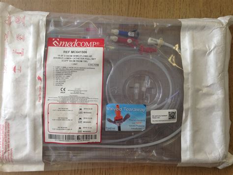 New MEDCOMP MC641506 HEMO FLOW XF Double Lumen Catheter Full Set 15 5F