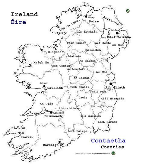 Map of Ireland towns and counties