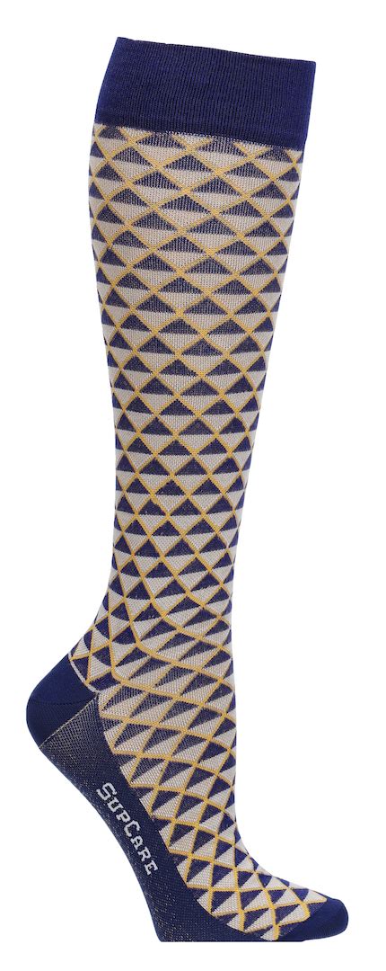 Chaussettes De Contention Bambou G Om Trie Bleu Jaune Main