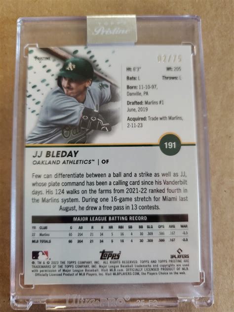 Topps Pristine Encased Rc Jj Bleday Blue Refractor A S