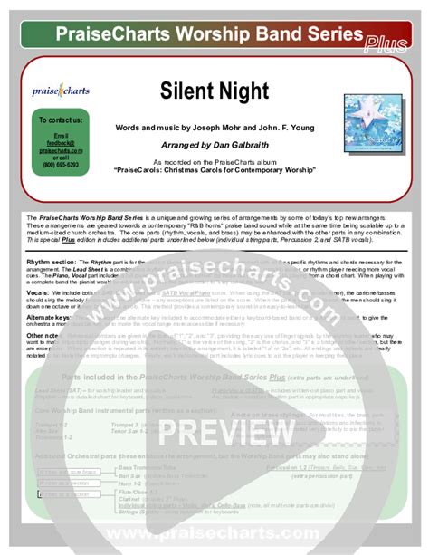 Silent Night Orchestration Praisecharts Band Arr Daniel Galbraith