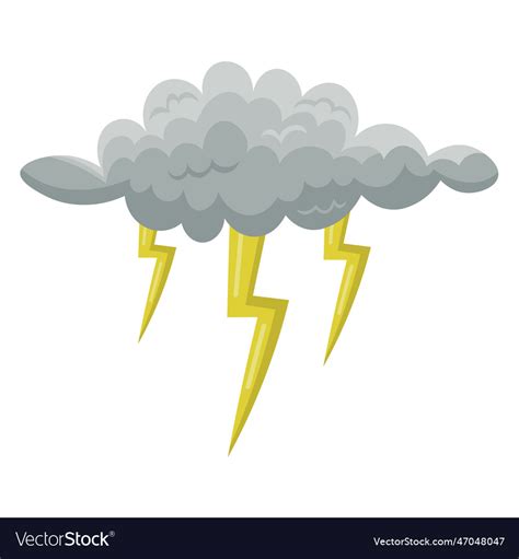 Grey clouds with lightning drawing of rain Vector Image