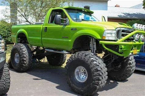 Lime Green Lifted Ford Superduty Redneck Trucks Old Dodge Trucks Mud