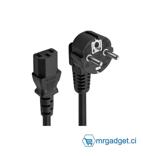 Noir Câble d alimentation 3 broches EU 6FT Noir Power Cord Cordon