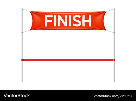 Finish Line With Red Banner And Ribbon Royalty Free Vector