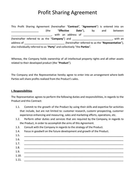 Free Sample Revenue Sharing Agreement Templates Pdf American