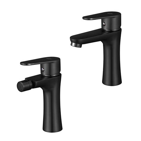 Set Miscelatori Lavabo E Bidet Nero Opaco Serie Lizzy In Ottone