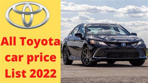 All Toyota Car Price List 2022 On Road Price Specification YouTube