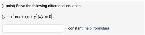 Solved Solve The Following Differential Equation Y X 5 Dx