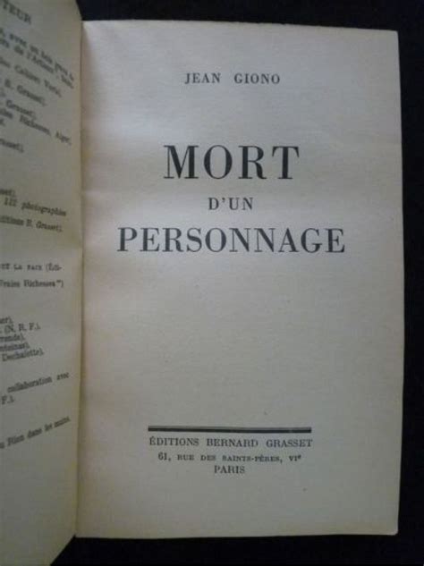 Giono Mort D Un Personnage Signed Book First Edition Edition