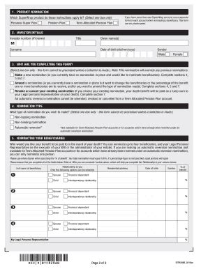 Fillable Online Nomination Of Beneficiary Adviceline Fax Email Print