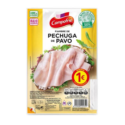 Campofrío Fiambre de pechuga de pavo cortada en lonchas 80 g