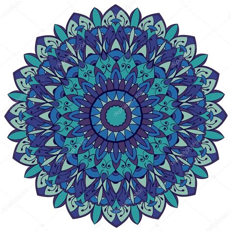 Vector Mandala Azules Mandala En Tonos Azules Vector De Stock