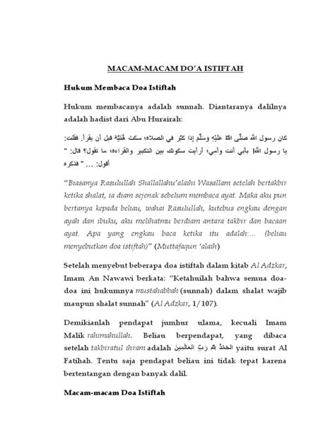 Macam Macam Doa Iftitah Pdf