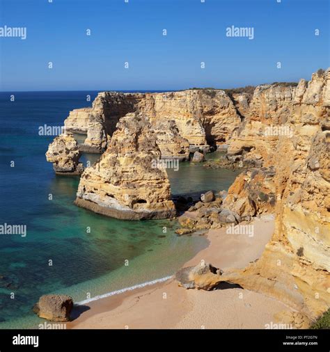 Praia Da Marinha Beach Rocky Coast At Lagoa Algarve Portugal Stock