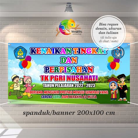 Size 200x100 Cm Spanduk Banner Kenaikan Kelas And Perpisahan Paud Tk